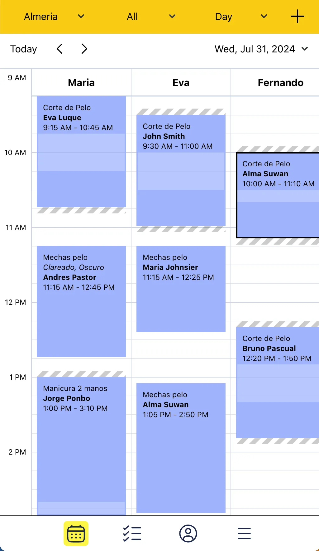 BelleAppointments mobile view of flexible scheduling options